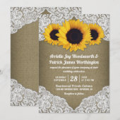 Tournesol Burlap et mariage de dentelle Invitation (Devant / Derrière)