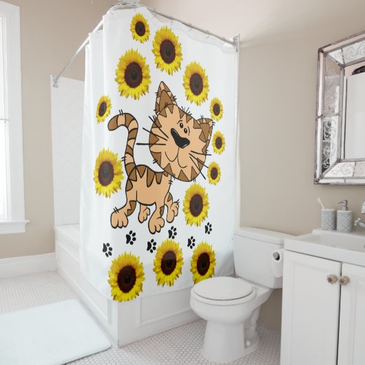 Tournesol Chat Kitten rideau de douche (En situation)