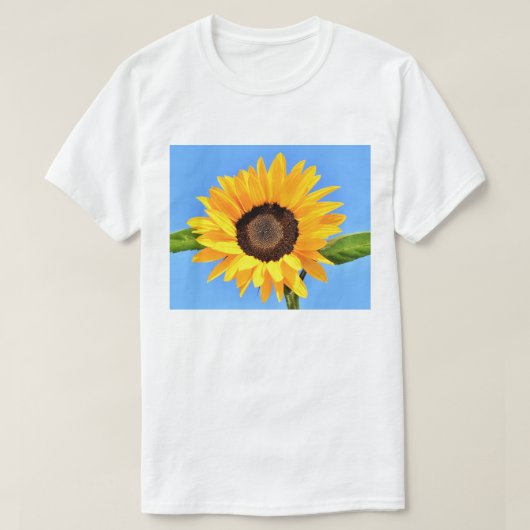 Tournesol contre soleil sur ciel bleu - T-shirt ét (Design devant)