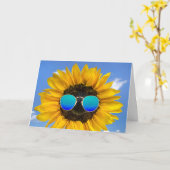 Tournesol d'anniversaire avec carte de lunettes de (Fleur jaune)