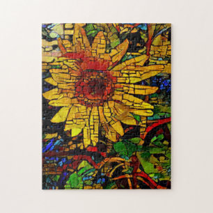 Tournesol dans un puzzle photo de terrain