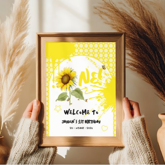 Tournesol d'aquarelle avec Affiche de bienvenue de