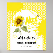Tournesol d'aquarelle avec Affiche de bienvenue de (Devant)