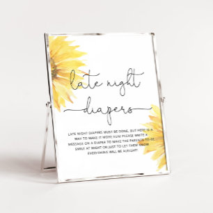 Tournesol d'aquarelle Tard couches de nuit Poster