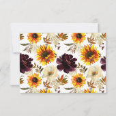 Tournesol d'automne Floral Mots de sagesse Carte (Dos)