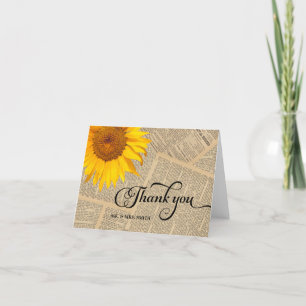 Tournesol de campagne Papier journal vintage Merci