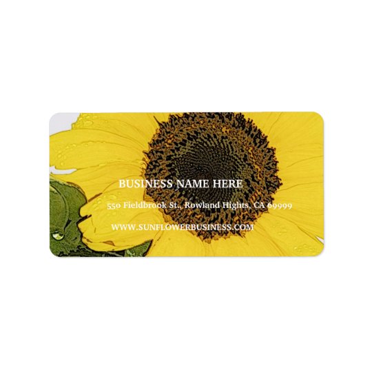 Tournesol de rosée de matin étiquette d'adresse