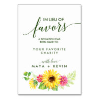 Tournesol d'été en guise de favoris Carte Mariage
