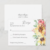 Tournesol d'été Floral no Repas Carte RSVP (Devant / Derrière)