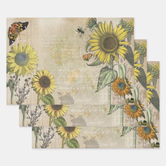 Tournesol Dreams Envelopper les feuilles de papier (Lot)