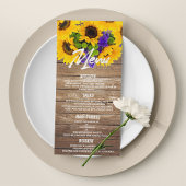 Tournesol en bois brun rustique Mariage Menu