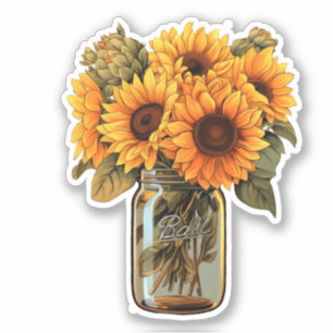 Tournesol en Sticker Mason Jar