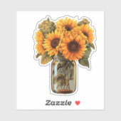 Tournesol en Sticker Mason Jar (Feuille)