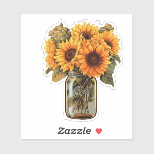 Tournesol en Sticker Mason Jar (Feuille)