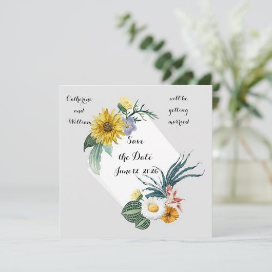 Tournesol Enregistrer la date Mariage Faire-part (Debout devant)