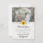 Tournesol et bois rustique Mariage Merci (Devant)