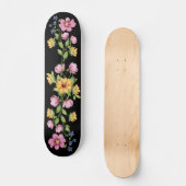 Tournesol et Fleurs sauvages sur skateboard noir (Recto)