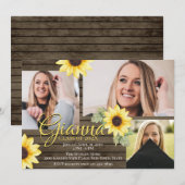 Tournesol et grange Bois Diplômé Invitation photo (Devant / Derrière)