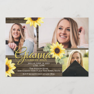 Tournesol et grange Bois Diplômé Invitation photo
