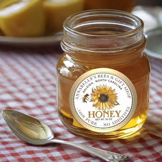 Tournesol et Miel d'abeille Étiquette frontière or