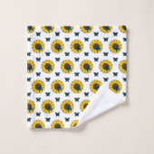 Tournesol et papillon bleu (Gant de toilette)