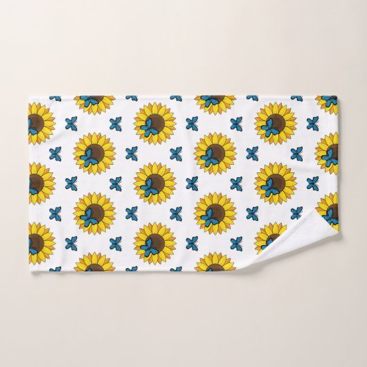 Tournesol et papillon bleu (Serviette à main)