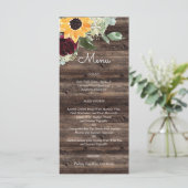 Tournesol et Rose Rustic Wood Menu Mariage (Debout devant)