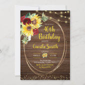 Tournesol et Rose Rustique 40e invitation annivers (Devant)