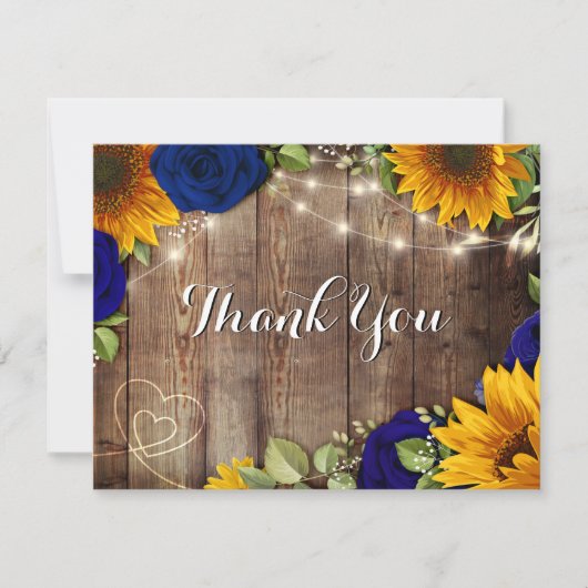 Tournesol et Roses de la Marine Carte de remerciem (Devant)