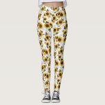 Tournesol Été Floral Pattern Leggings<br><div class="desc">Légumineuses motifs rustiques avec aquarelle illustration de tournesols jaunes avec respiration pour bébé.</div>