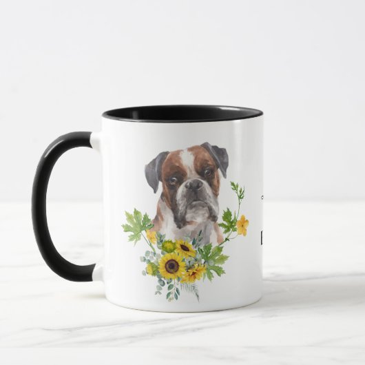 Tournesol Eucalyptus Boxe Chien Mug (Gauche)