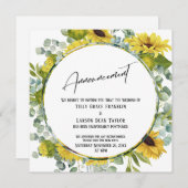 Tournesol Eucalyptus Date reportée Faire-part (Devant / Derrière)