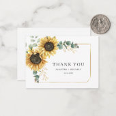 Tournesol Eucalyptus Floral Mariage Carte de remer (Devant/Arrière en situation)