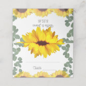 Tournesol Eucalyptus Mariage Cartes de Place (Extérieur déplié)
