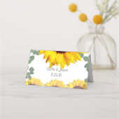 Tournesol Eucalyptus Mariage Cartes de Place (Dos)