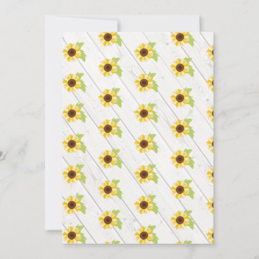 Tournesol Faire-part de mariage gris jaune rustiqu (Dos)