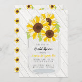 Tournesol Faire-part de mariage gris jaune rustiqu (Devant / Derrière)