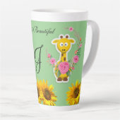 Tournesol Floral Giraffe Latte Mug (Angle droit)