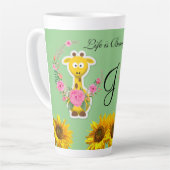 Tournesol Floral Giraffe Latte Mug (Angle gauche)