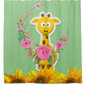 Tournesol Floral Giraffe rideau de douche (Devant)