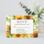 Tournesol Floral Jaune Réponse du Mariage RSVP (Debout devant)