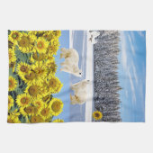 Tournesol Floral Ours Polaire Serviette de cuisine (Horizontal)