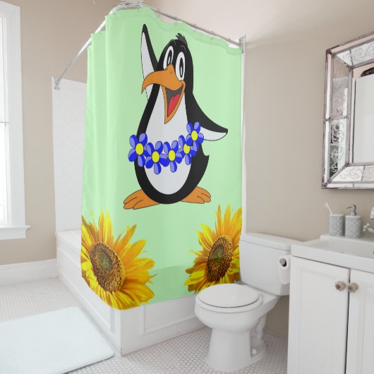 Tournesol Floral Penguin Douche rideau (En situation)