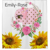 Tournesol Floral rose Elephant rideau de douche (Devant)