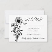 Tournesol floral rustique RSVP Mariage noir blanc (Devant)