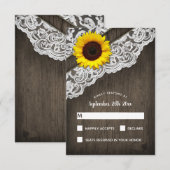 Tournesol Grange Bois et Cartes RSVP de mariage de (Devant / Derrière)