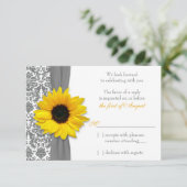 Tournesol gris jaune Mariage damassé Réponse RSVP (Debout devant)