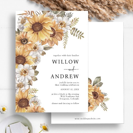 Tournesol Invitations de mariage rustique