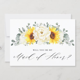 Tournesol ivoire Peony Maid of Honor Invitation