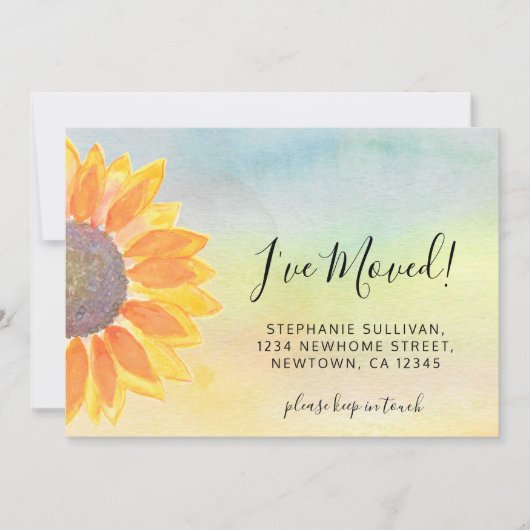 Tournesol J'ai Déplacé Colorful Moving Faire-part (Devant)